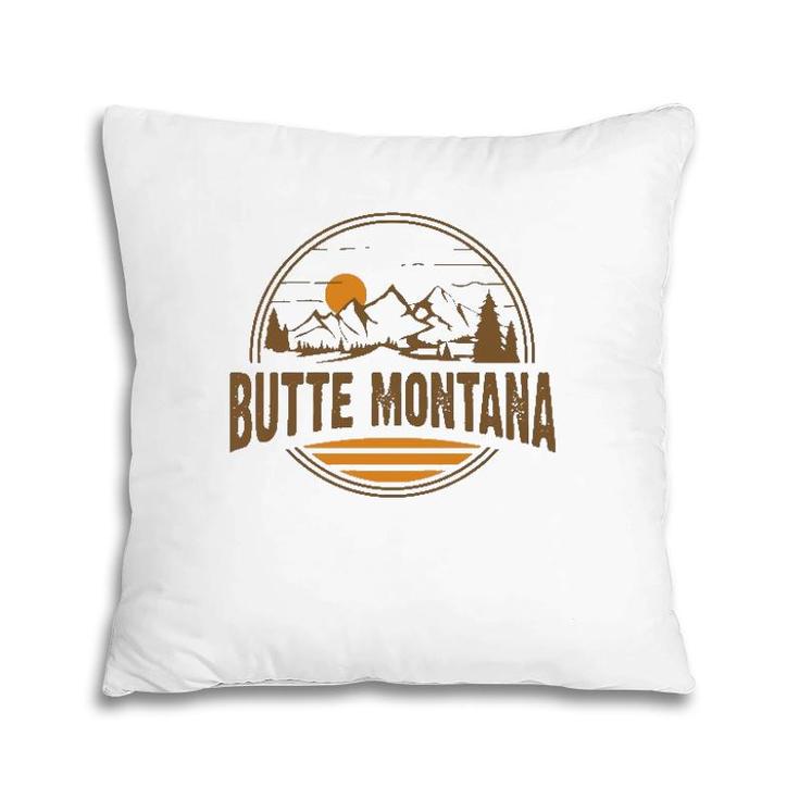 Vintage Butte Montana Mountain Hiking Souvenir Print  Pillow