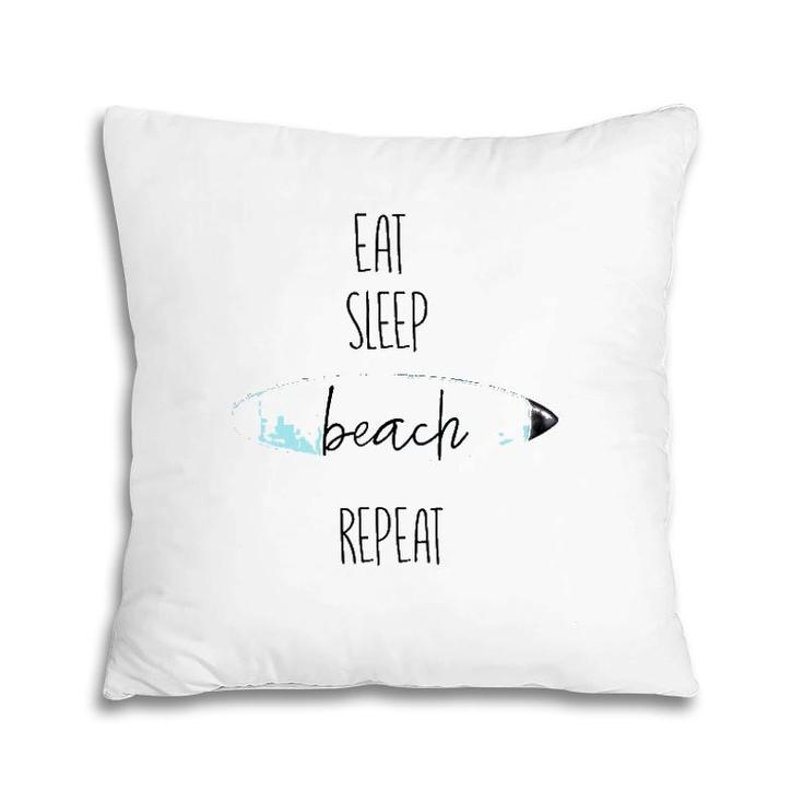 Vintage Eat Sleep Beach Repeat For Surf Lovers Pillow
