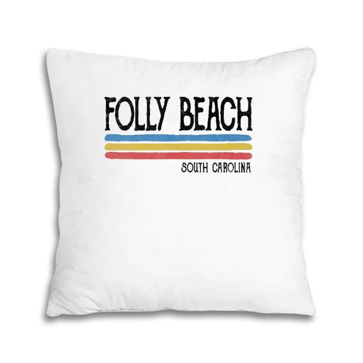 Vintage Folly Beach South Carolina Sc Souvenir Gift  Pillow