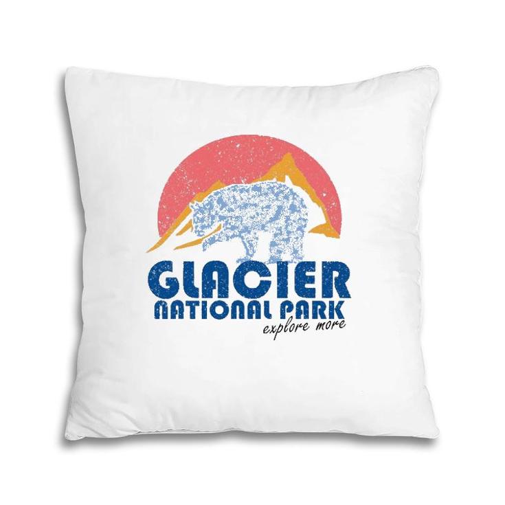 Vintage Glacier National Park Retro Montana Pillow