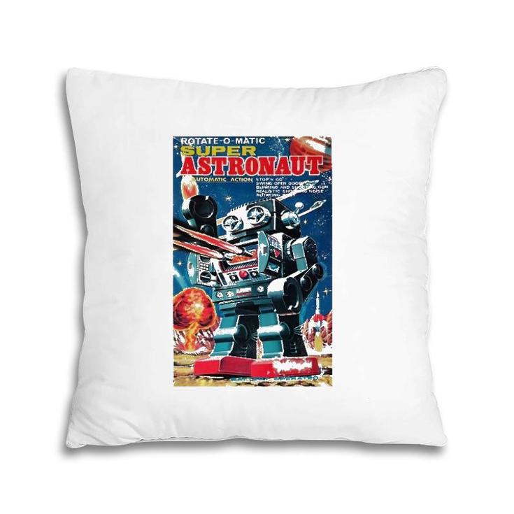Vintage Graphic Super Astronaut Robot Retro Old Japanese Toy  Pillow