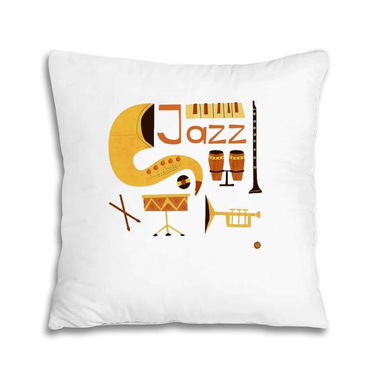 Vintage Jazz Music Musical Instrument Pillow