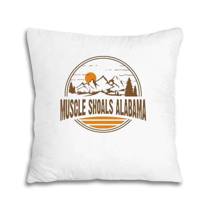Vintage Muscle Shoals Alabama Mountain Hiking Souvenir Print Pillow