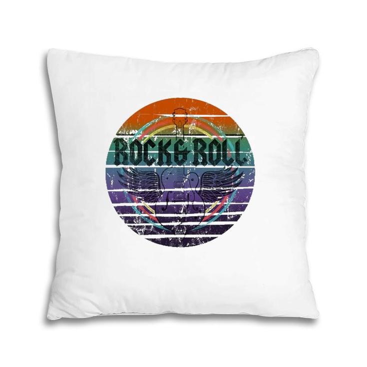 Vintage Retro Rock & Roll Guitar Wings Music Pillow