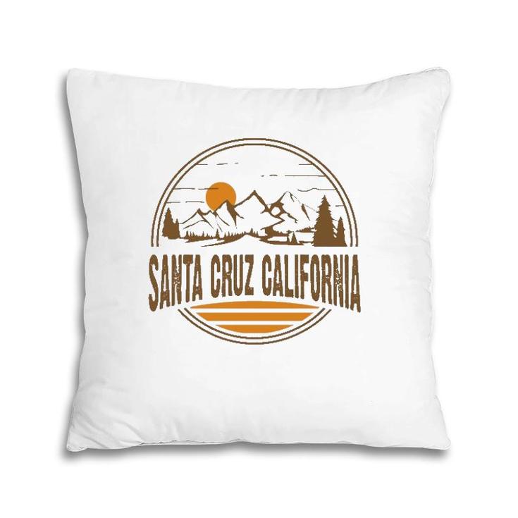 Vintage Santa Cruz California Mountain Hiking Souvenir Print  Pillow