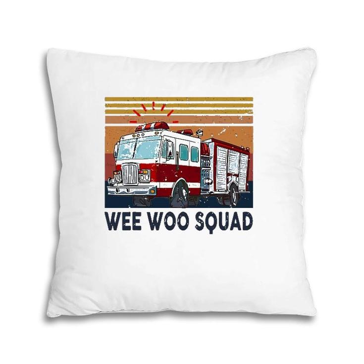 Wee Woo Squad Fire Truck Firefighter Vintage Pillow