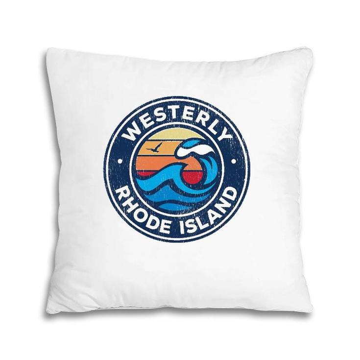 Westerly Rhode Island Ri Vintage Nautical Waves Design Pillow
