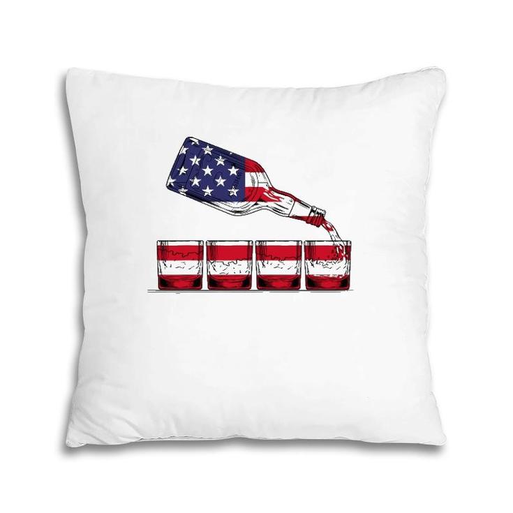 Whiskey American Flag Glasses 4Th Of July Men Women Usa Pillow