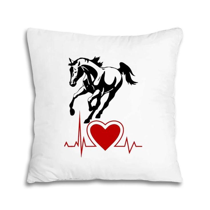 Wild Horse With Pulse Rate Rider Riding Heartbeat Pillow