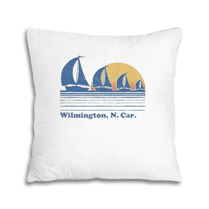 Wilmington Nc Sailboat Vintage 80S Sunset Tee Pillow