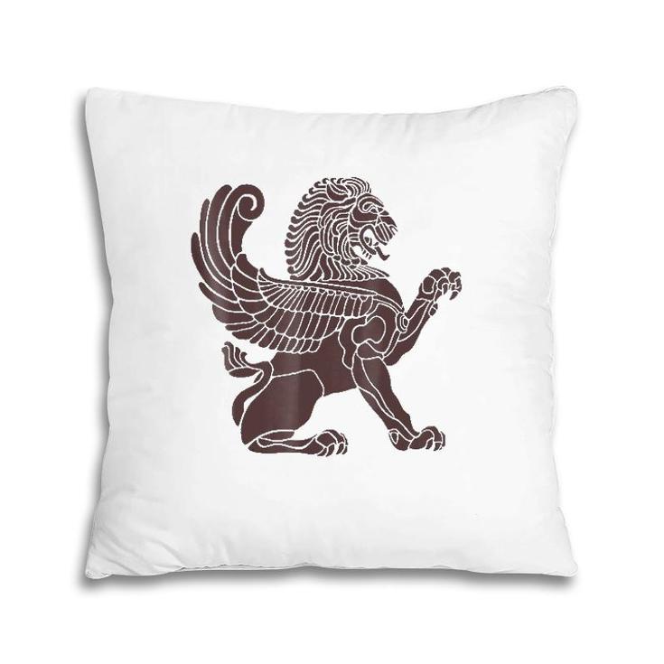 Winged Lion Mythological Vintage Pillow