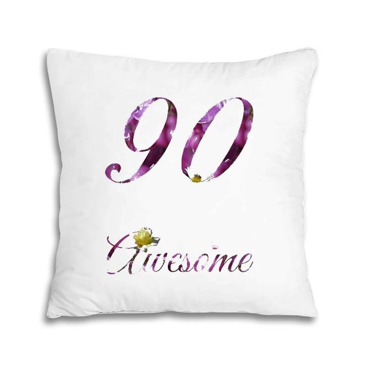 Womens 90 Years Old Awesome Floral 1932 90Th Birthday Gift Pillow