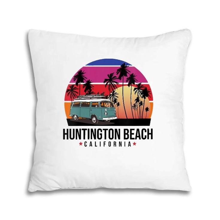 Womens California Huntington Beach Retro Surfer V-Neck Pillow