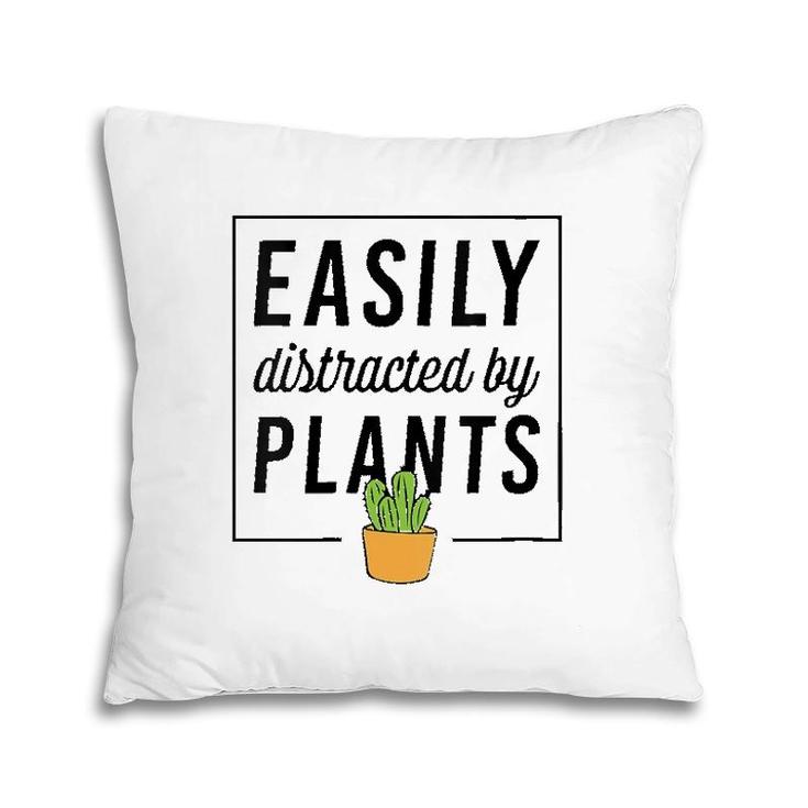 Womens Easily Distracted By Plants Funny Plant Lover Christmas Gift V-Neck Pillow