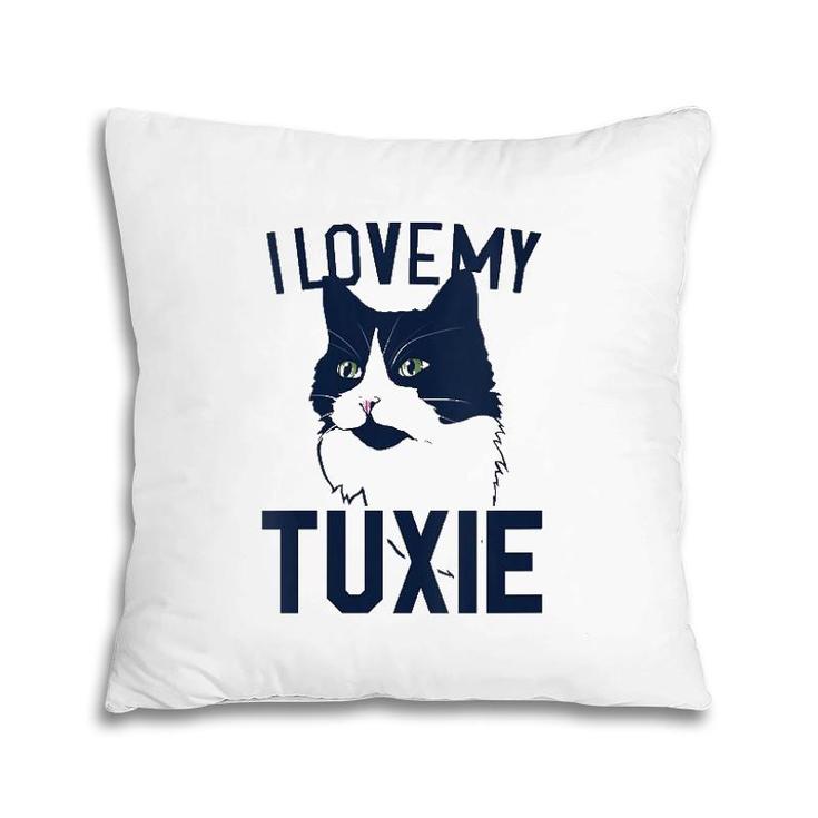 Womens I Love My Tuxie Tuxedo Cat Art V Neck Pillow