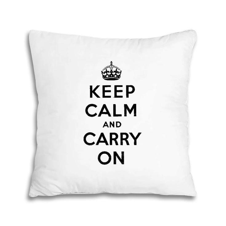 Womens Keep Calm And Carry On Poster Vintage  Pillow
