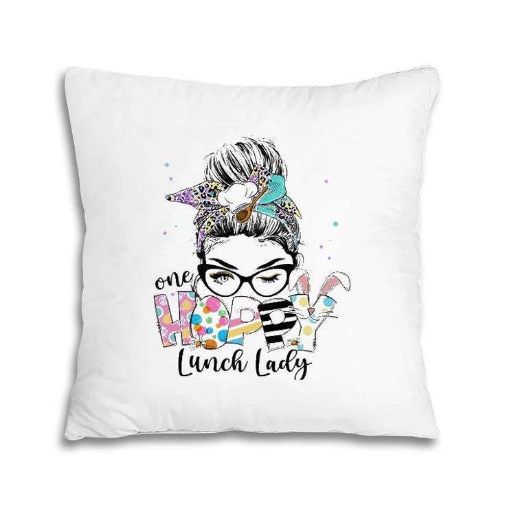 Womens One Hoppy Lunch Lady Cafeteria Staff Easter Outfit Pillow