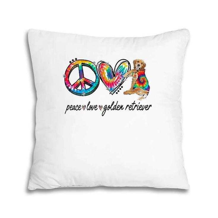 Womens Peace Love Golden Retriever Tie Dye Rainbow Dog Lover V-Neck Pillow