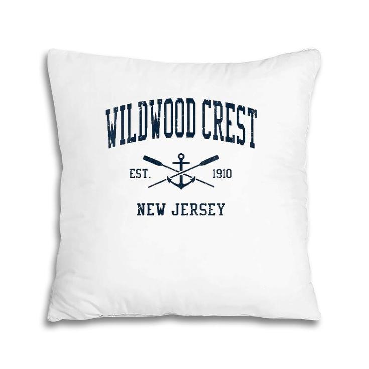 Womens Wildwood Crest Nj Vintage Navy Crossed Oars & Boat Anchor V-Neck Pillow