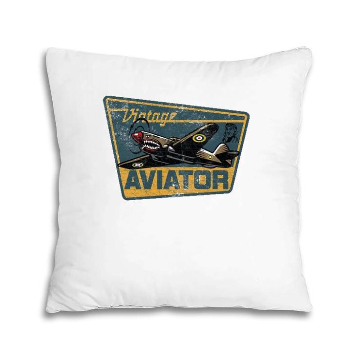 Ww2 Vintage Aviator Airplane Aircraft Pilot P40 Warhawk Gift Pillow