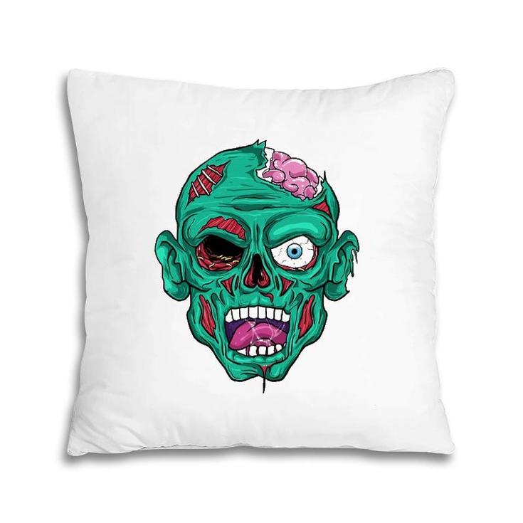 Zombie Face Brain Funny Halloween Gifts Men Women Zombies Pillow
