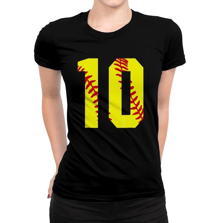10 Softball Laces 10Th Birthday Fastpitch Softball Mom Women T-shirt