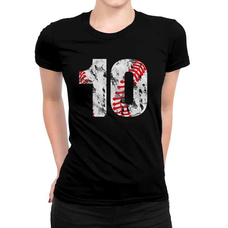 10 Years Old Gifts Number 10 Baseball 10Th Birthday Boy Girl Women T-shirt