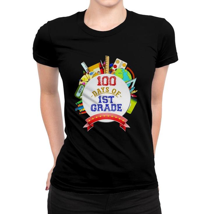 100 Days Of 1St Grade School Student Gift 100 Days Of School Women T-shirt