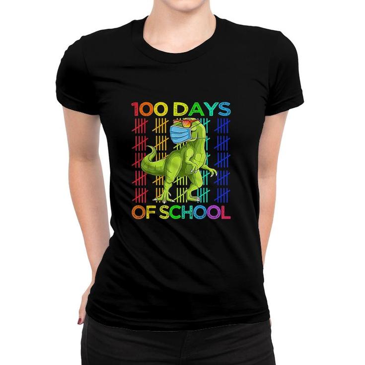 100 Days Of School Dinosaur Trex Wearing Smarter Kids  Women T-shirt