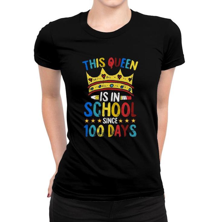 100 Days Of School Queen Crown Teacher Cool Student Gifts Women T-shirt