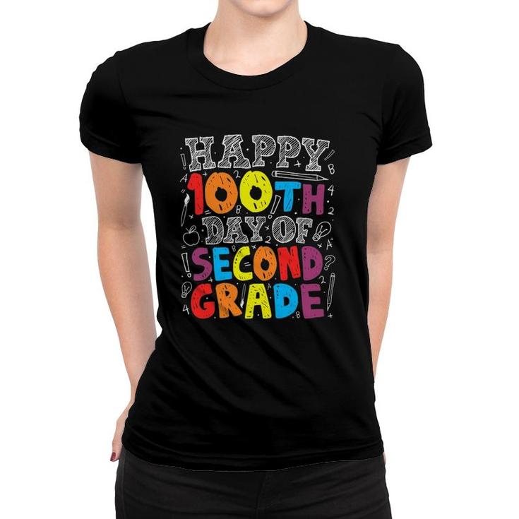 100 Days Of School100th Day Of 2Nd Grade Teacher Women T-shirt