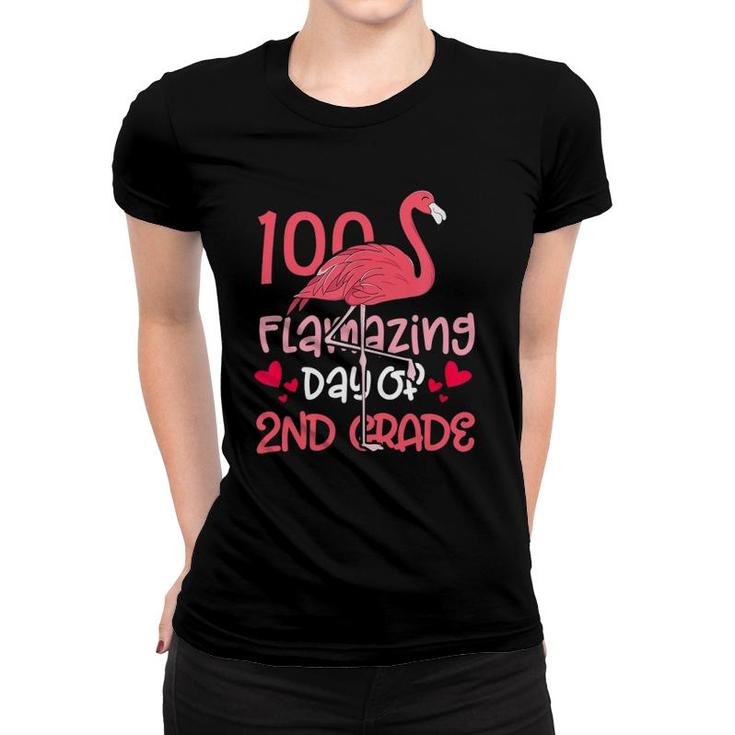 100 Flamazing Days Of 2Nd Grade Flamingo 100Th Day Teachers Women T-shirt