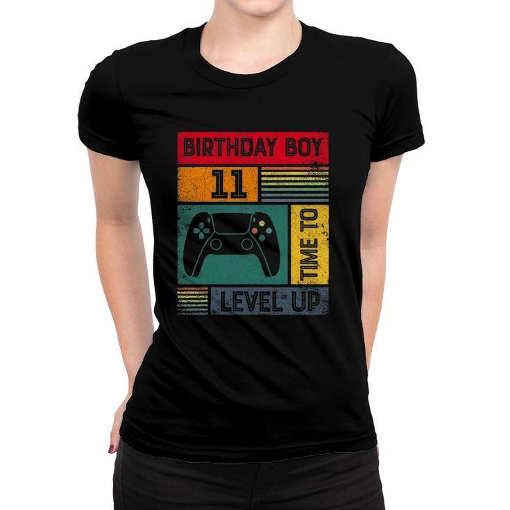 11 Years Old 11 Birthday Boy Time To Level Up Gamer Birthday Women T-shirt