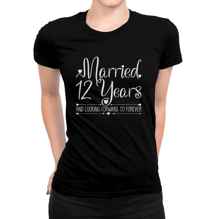 12 Years Married Wedding Anniversary Gift For Her & Couples Women T-shirt