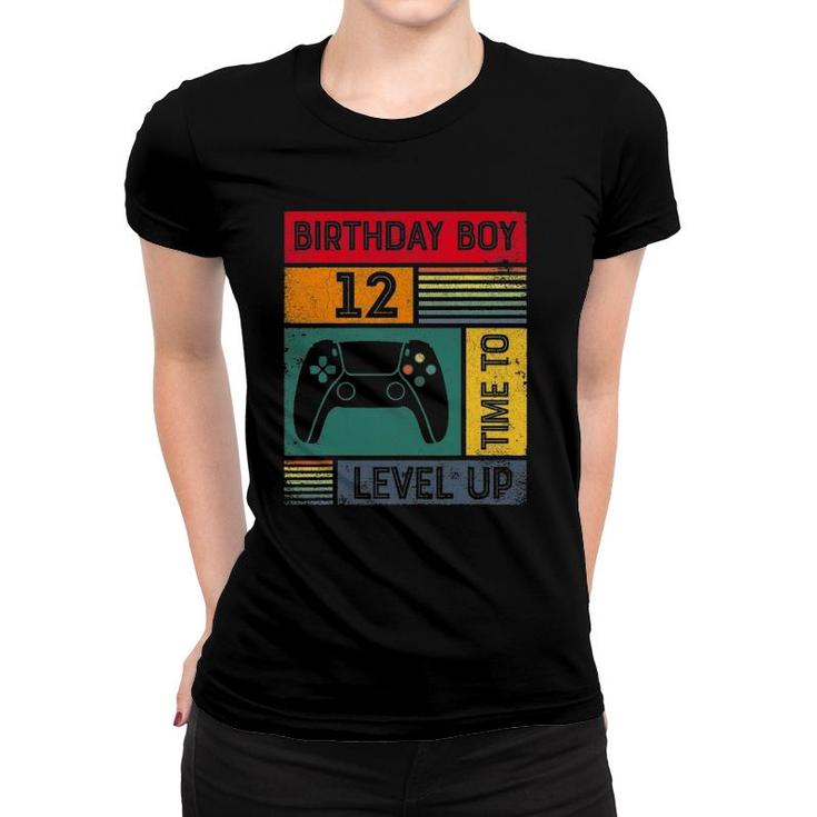 12 Years Old 12Th Birthday Boy Time To Level Up Gamer Birthday Women T-shirt