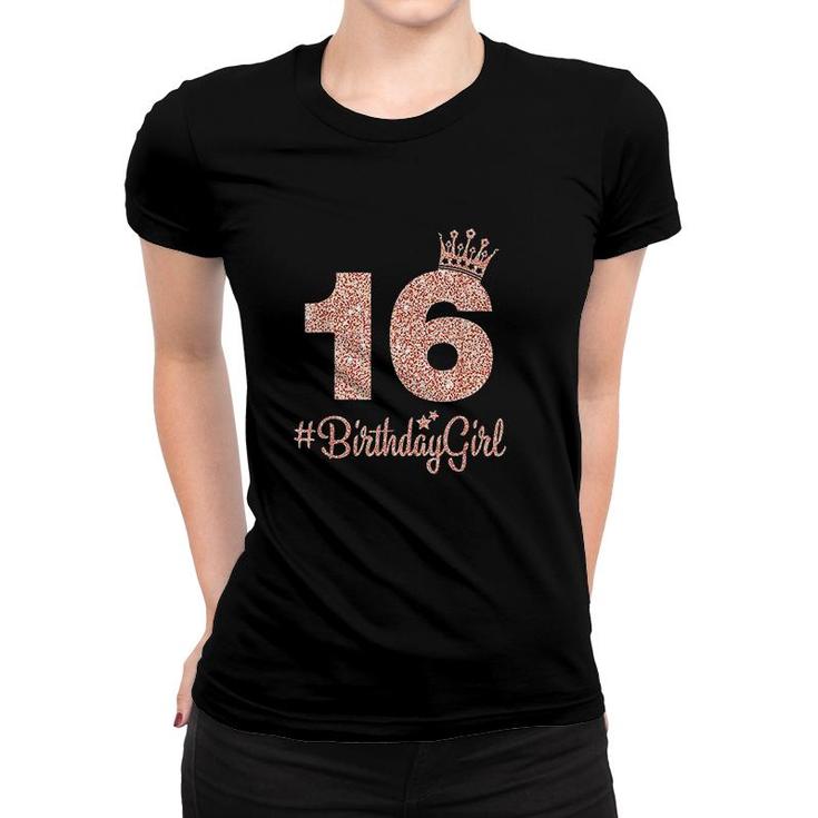 16 Birthday Girl Sweet Sixteen 16th Pink Crown For Girls  Women T-shirt