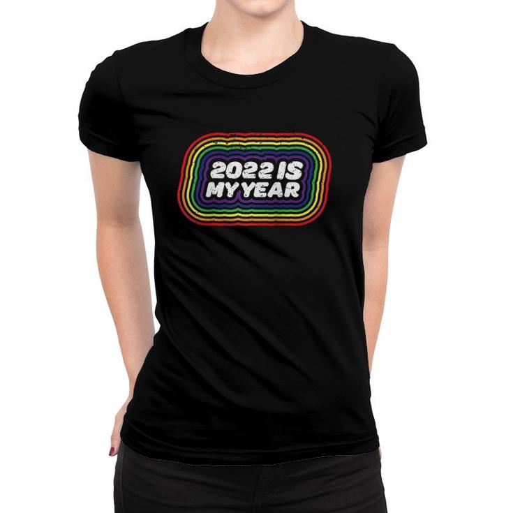2022 Is My Year Lgbtq Pride Flag Distressed Happy Nye Raglan Baseball Tee Women T-shirt