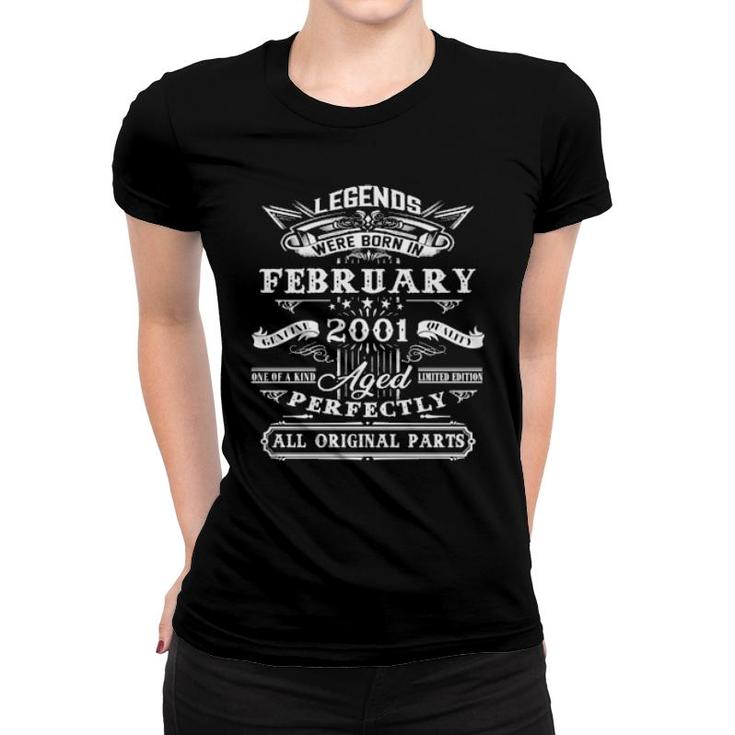 21St Birthday For Legends Born February 2001 21 Yrs Old  Women T-shirt