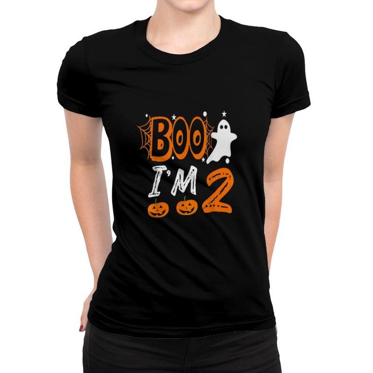 2Nd Birthday Kids Boo I'm 2 Two Yr Ghost Halloween Costume  Women T-shirt