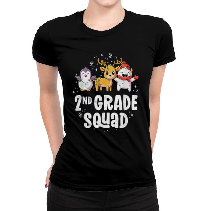 2Nd Grade Squad Matching Teacher Christmas School Crew  Women T-shirt