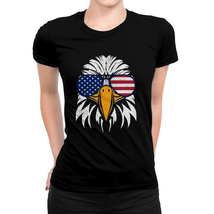 4Th Of July Bald Eagle Patriotic American Flag Glasses Women T-shirt