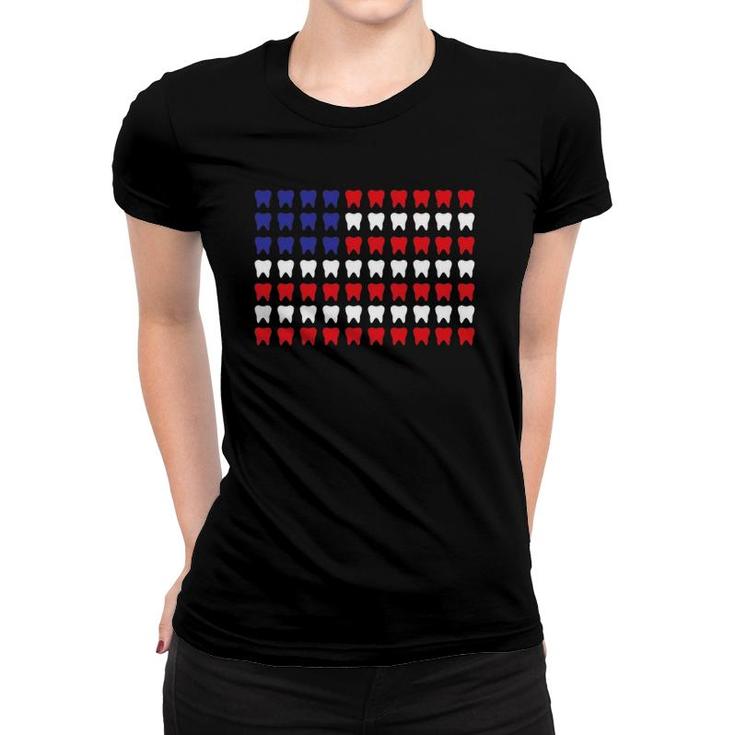 4Th Of July Dental Hygienist Patriotic Tooth Doctor Women T-shirt