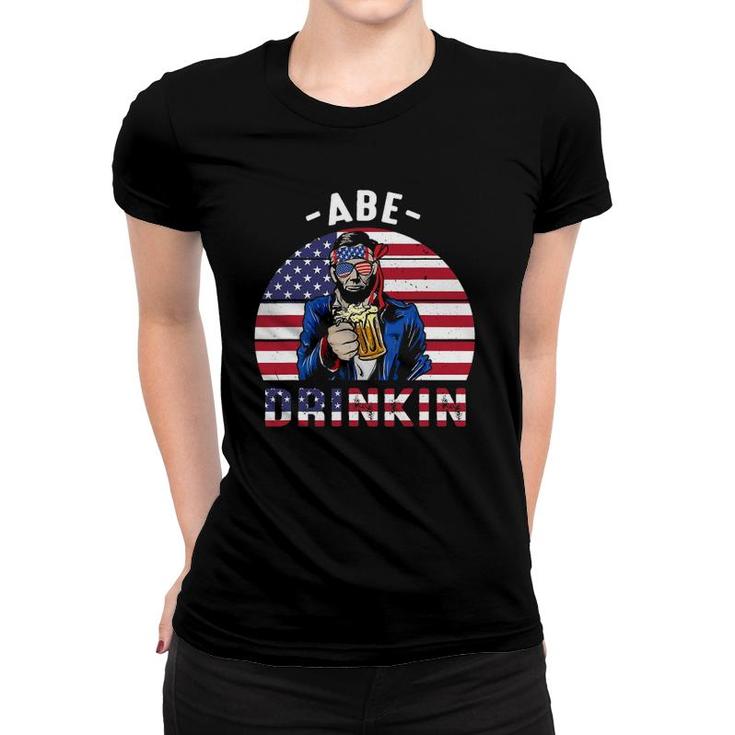 4Th Of July Drinkin Like Lincoln Abraham Abe American Flag Women T-shirt
