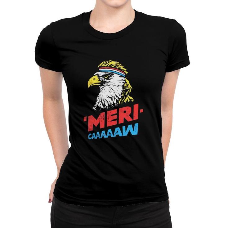 4Th Of July 'Meri-Caaaaaw Patriotic American Eagle Mullet Headband Women T-shirt