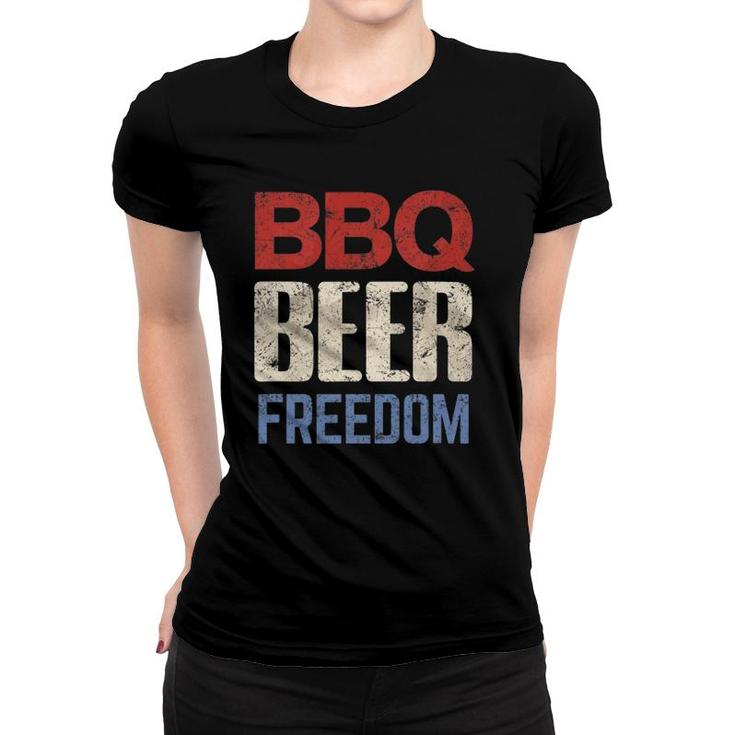 4Th Of July Patriotic Usa American Flag Bbq Beer Freedom Women T-shirt