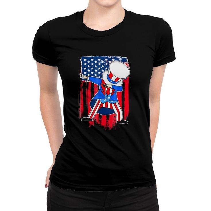 4Th Of July Uncle Sam Dab American Flag Patriotic Women T-shirt