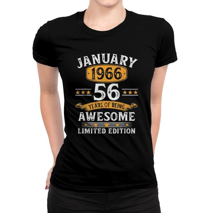 56 Years Old Retro Vintage 1966 January 1966 56Th Birthday  Women T-shirt