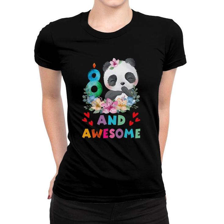 8 Years Old 8Th Birthday Panda Unicorn Girl Party Gift Women T-shirt