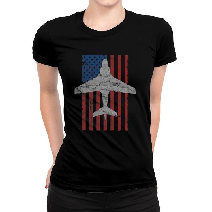 A-6 Intruder Jet Airplane Color Vintage Flag Women T-shirt