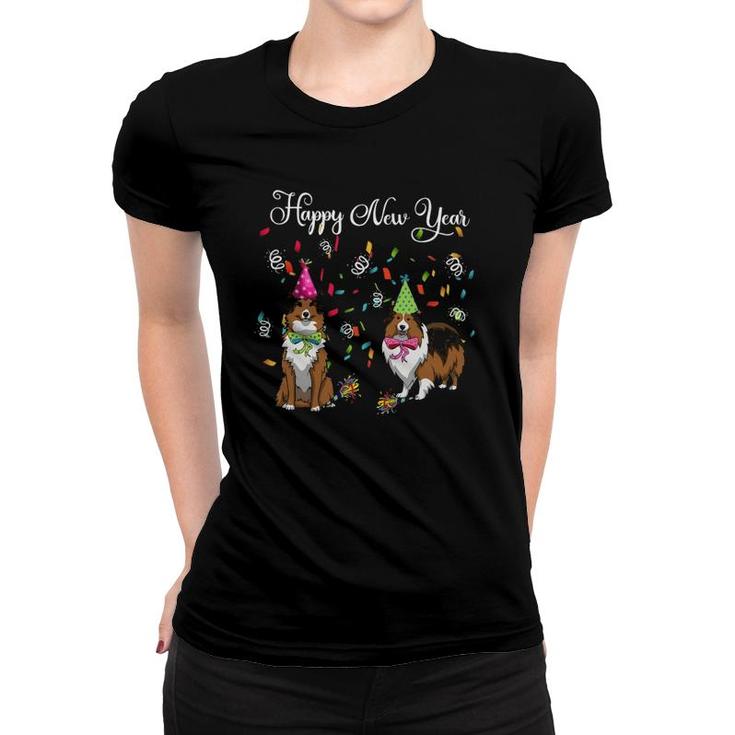 Adorable Sheltie  Happy New Year Sheltie Mom Gift Women T-shirt